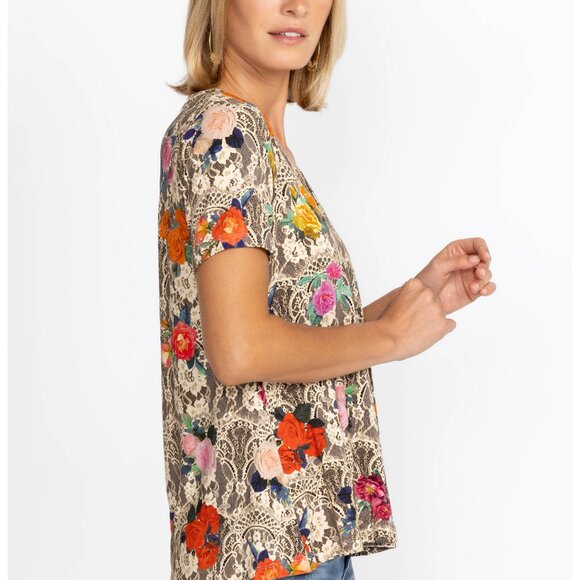 NWT Johnny Was Janie Favorite Short Sleeve V‑Neck Swing Tee - Picture 2 of 7